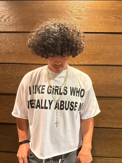 "Verbally Abuse" White Cropped Tee