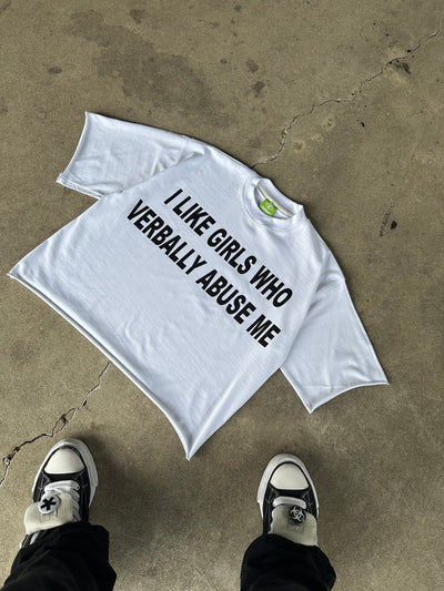 "Verbally Abuse" White Cropped Tee