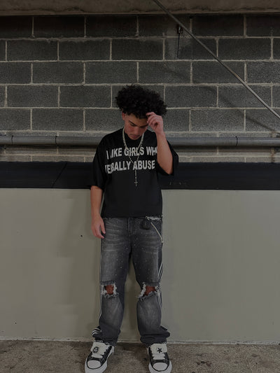 "Verbally Abuse" Black Cropped Tee