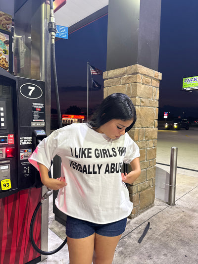 "Verbally Abuse" White Cropped Tee