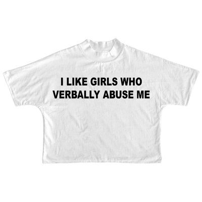 "Verbally Abuse" White Cropped Tee